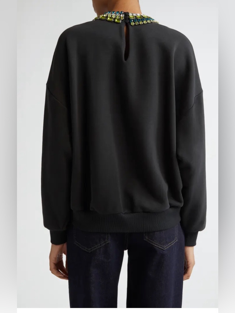 Brandy Chunky Rhinestone Crew Sweatshirt In Black Coral Multi - Picture 2 of 12